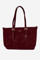 Flora&amp;Co Burgundowa torba typu shopper z imitacji zamszu