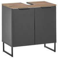 home24 SKRINKA POD UMÝVADLO, čierna, čierna, farba duba, 60/60/35 cm