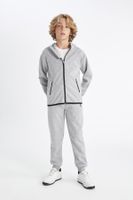 DEFACTO Boys Grey Elastic Waist Leg Pocket School Jogger Sweatpants