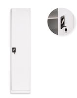 Úzká kovová kancelářská skříň na dokumenty na klíč Tokio White