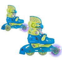 Dětské kolečkové brusle 2v1 WORKER TriGo Skate LED se sv. kolečky modrá XS (26-29)