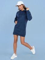 Bluza damska długa z kapturem oversize TIMMY ciemnoniebieska Dstreet
