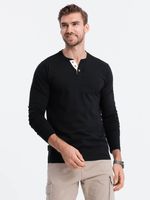 Ombre Clothing Henley Póló Fekete