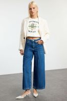 Trendyol Blue Pleated High Waist Wide Leg Jeans