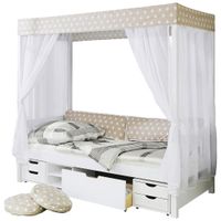 MID.YOU POSTEĽ S NEBESAMI, 90/200 cm biela, béžová