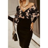 Elegantna Midi Haljina S Cvjetnim Uzorkom Xarema , Crna
