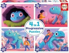 Puzzle Přátelští dinosauři 4v1 (20,40,60,80 dílků) - puzzle z kategorie 15 - 60 dílků
