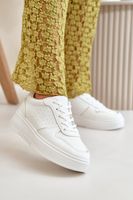 Women's platform sneakers with decorative lacing white Mistra