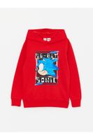 LC Waikiki Boys' Sonic Printed Reversible Sequined Hoodie