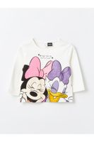 LC Waikiki Crew Neck Long Sleeved Minnie Mouse Printed Baby Girl's T-Shirt