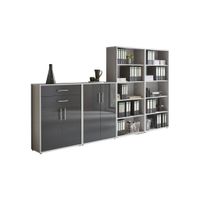 MID.YOU SKŘÍŇ NA ŠANONY, šedá, vysoce lesklá antracitová, 337,6/185,6/33 cm