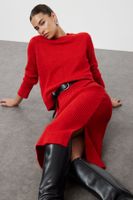 Trendyol Red Soft Textured Knitwear Bottom-Top Set