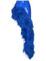 Sequined & Feathered Skirt W/ Hip Cutout
