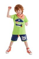 Denokids 3D Green Pirate Children's Summer T-shirt Shorts Bandana Set