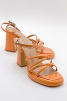 LuviShoes OPPE Orange Patent Leather Women's Heeled Shoes