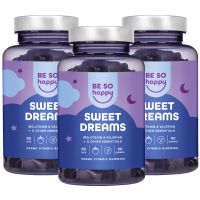 Sweet Dreams Schlaf-Gummibärchen 3er Pack (180 Stück). Heidelbeere und Himbeere Geschmack. Vegan | BeSoHappy Sensilab