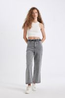 DEFACTO Culotte High Waist Short Wide Leg Jean Washed Trousers