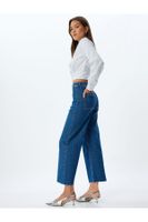 Koton Crop Jeans Regular Waist Buttoned Pocket - Culotte Jeans