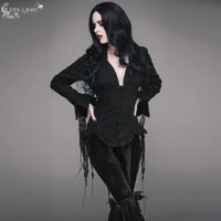 koszulka gotycki and punk damskie - Ishtar Gothic Peplum Top with Lace - DEVIL FASHION - ESHT001 XL