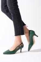 Mio Gusto Marion Green Color Women's Short Heeled Shoes