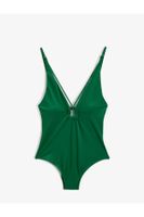 Koton Deep V-Neck Buckled Swimsuit