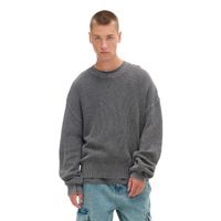 Cropp - Rebrast pulover - temno siva