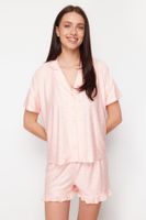 Trendyol Salmon Polka Dot Frill Detailed Knitted Pajamas Set