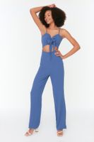 Trendyol Indigo Tie Detailed Jumpsuit