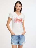 Guess Logo Flowers Tricou Alb