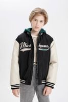 DEFACTO Boys Detachable Hooded College Collar Zippered Bomber Jacket Coat