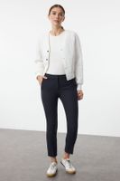 Trendyol Navy Blue Iron Trace Skinny Pattern Woven Trousers