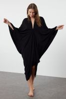 Trendyol Black Wide Fit Maxi Woven Draped Beach Dress