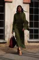 Trendyol X Ai Khaki Ruffled Chiffon Tunic with Sleeves