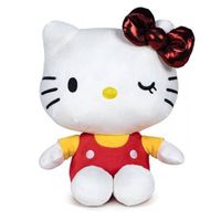 Figúrka Play by Play Hello Kitty 50th Anniversary Plush Figure Red Bow Yellow Shirt 36 cm