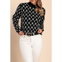 Pullover Mit Buchstaben-Print, Schwarz