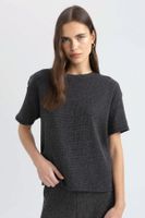 DEFACTO Relax Fit Crew Neck Wrapped Short Sleeve T-Shirt