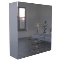 Carryhome ŠATNÍ SKŘÍŇ, antracitová, vysoce lesklá antracitová, 196/219/59 cm