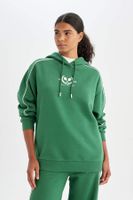 DEFACTO Fit Oversize Wide Pattern Hooded Sports Sweatshirt