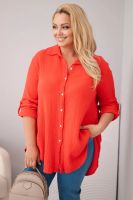 Kesi Włoski Koszula bawełniana muślinowa Plus Size czerwona