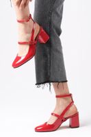 Mio Gusto Inessa Women's Red Color Open Back Heeled Shoes