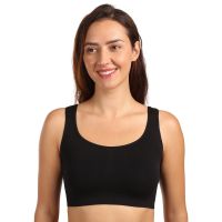 Női melltartó Moravec varrat nélküli fekete (Sport top) S/M