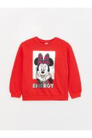 LC Waikiki Crew Neck Minnie Mouse Printed Long Sleeve Girl's Sweatshirt