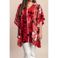 Plus Size Bluza S Cvjetnim Printom, Crvena