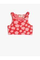 Koton Athlete Crop Floral Sleeveless, Round Neck Slim Fit.