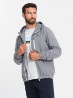 Ombre Men's lightweight sports jacket with fleece lining - gray