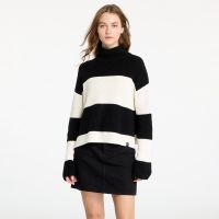 Sweter Calvin Klein Jeans Chunky Loose High Neck Sweater Ivory/ Black Stripe M