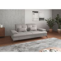 Sit & More 2,5-MIESTNA POHOVKA, svetlosivá, kombinácia pravá koža/látka