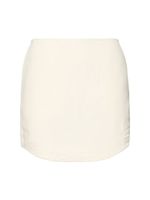Curved Hem Viscose & Linen Mini Skirt