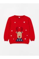 LC Waikiki Crew Neck Long Sleeve Christmas Themed Baby Boy Knitwear Sweater