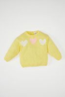 DEFACTO Baby Girl Heart Patterned Crew Neck Knitted Sweater